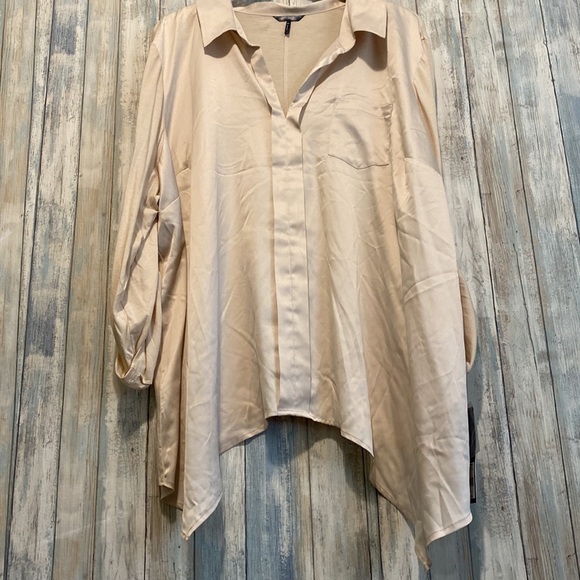 Daisy Fuentes women 3X mock tie front long sleeve collared blouse NWT - Picture 10 of 11